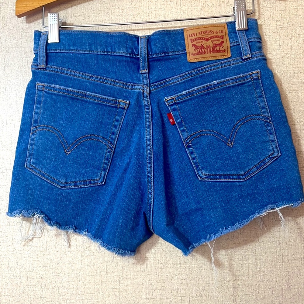 Levis Jeans High Rise Cut-off Destroyed Distressed Raw Hem Ripped Denim Shorts
